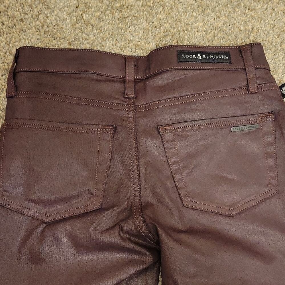 Rock & Republic Women's Skinny Jeans Brown Denim Button Zip Pockets Stretch - Picture 6 of 6